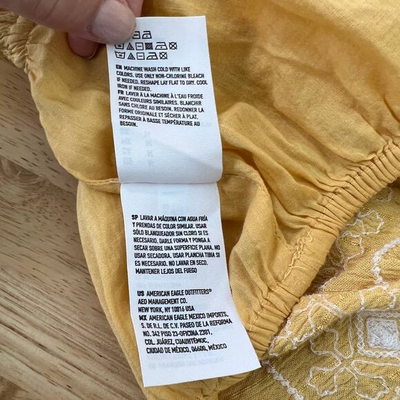 American Eagle Yellow Embroidered Boho Strapless Embellished Tube Top Medium - Picture 5 of 5